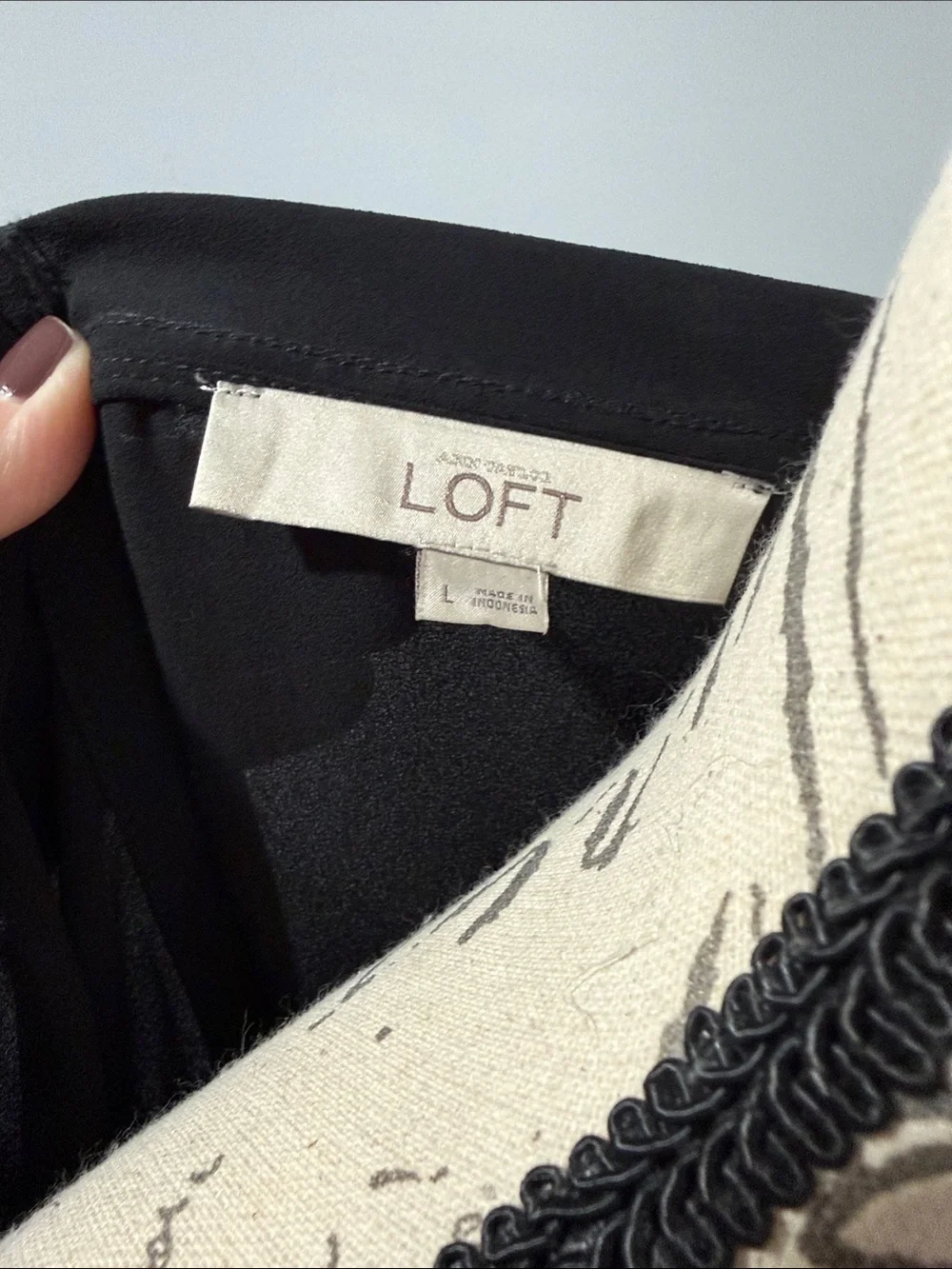 LOFT Black Short-Sleeve Satin-Look Tee